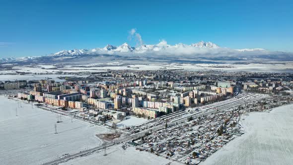 Aerial view of Poprad and High Tatras in Slovakia