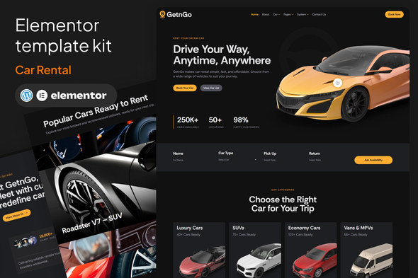 GetnGo - Car Rental Elementor Template Kit