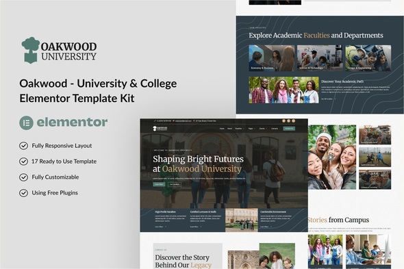 Oakwood - University & College Elementor Template Kits