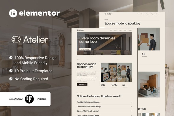 Atelier – Interior Design Elementor Template Kit