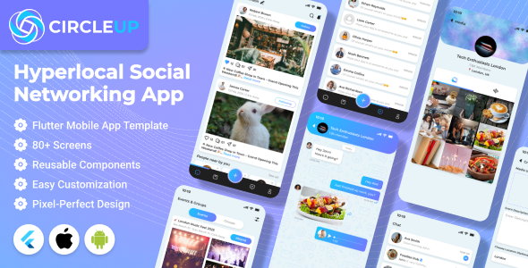 CircleUp - Hyperlocal Social Networking Flutter Mobile App Template | Android & iOS UI Kit