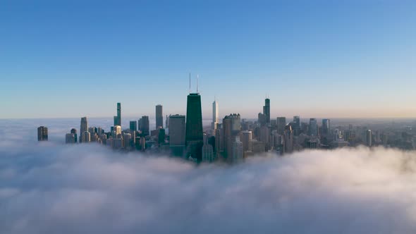 Chicago Cityscape Surrounded by Fog