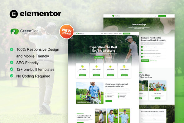 Greenside - Golf Club & Academy Elementor Template Kit