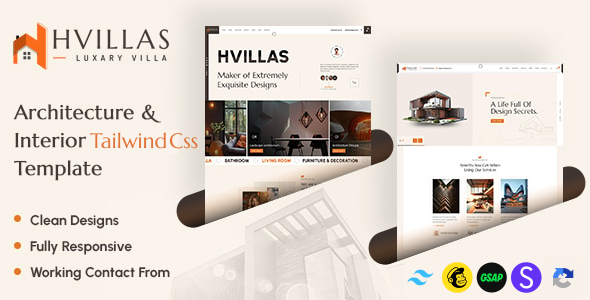 Hvillas – Architecture & Interior Tailwind CSS Template