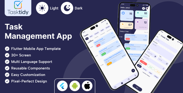 TaskTidy - Task Management & Productivity Flutter Mobile App Template | Android & iOS UI Kit