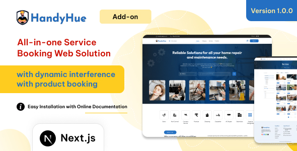 Handyhue – On-Demand Service Booking Website | Multi-Vendor & Responsive Platform (Next.js)