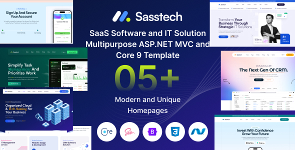SassTech – ASP.NET Core 9 & MVC 5 SaaS Software & IT Solution Multipurpose Template