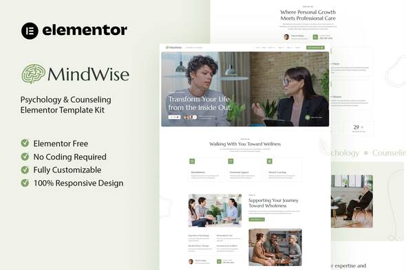 Mindwise - Psychology & Counseling Elementor Template Kit