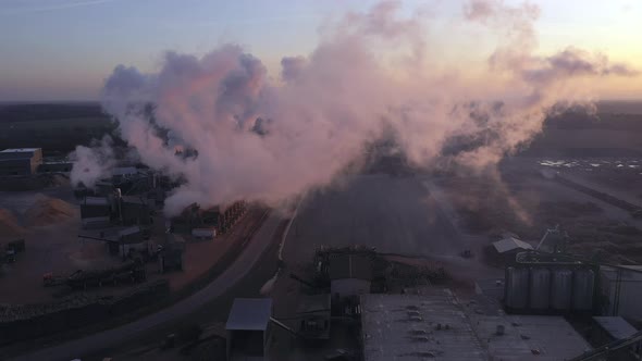 Drone Shote of the Sawmill Forest Industry in Imavere Estonia