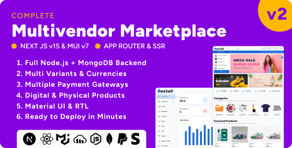 Nextall – Multivendor Ecommerce Marketplace Script with Next js, Node js & MongoDB