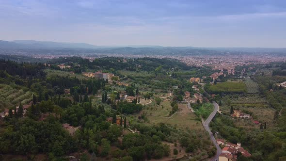 Aerial View of Tuscany with Florence on the Horizon