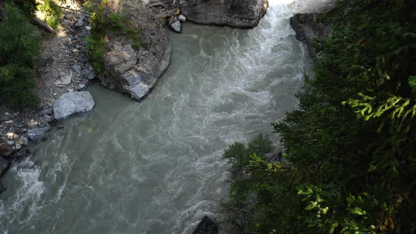 Fast River Near Green Shore