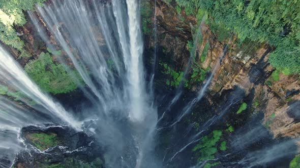 Beautiful View of Valley with Powerful River and Streams Flowing and Falling Down