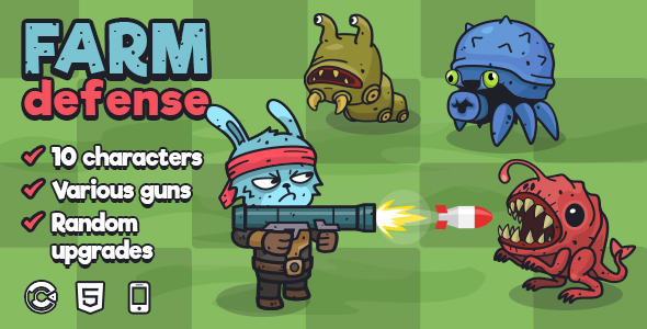 Farm Defense – HTML5 Shooter Defense Game | Construct 3 | Mobile Ready