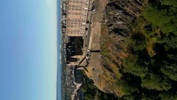 Vertical Aerial Drone Video Edinburgh Castle Scotland Uk