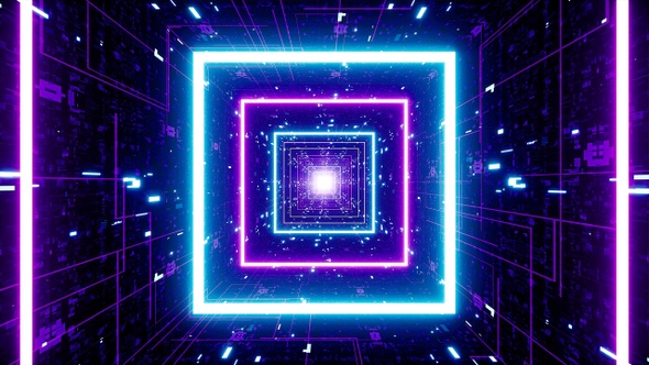 Cyber Circuit Neon Light Square Tunnel alt