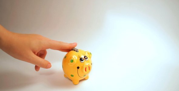 Putting Euro Money into a Piggy (female)