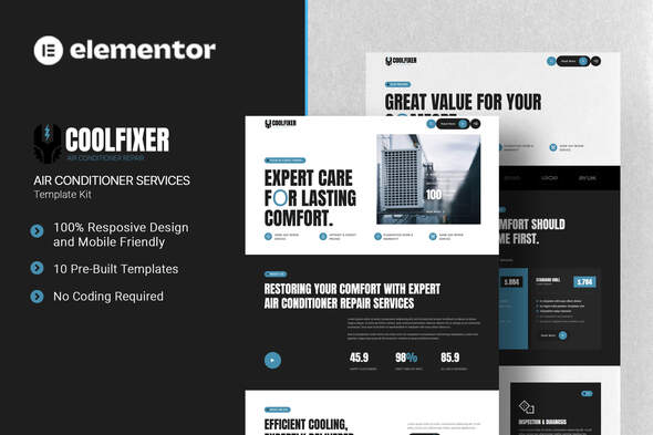Coolfixer - Air Conditioner Services Elementor Template Kit