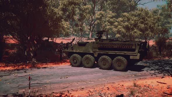 Armored Battle Army Tank on the Road