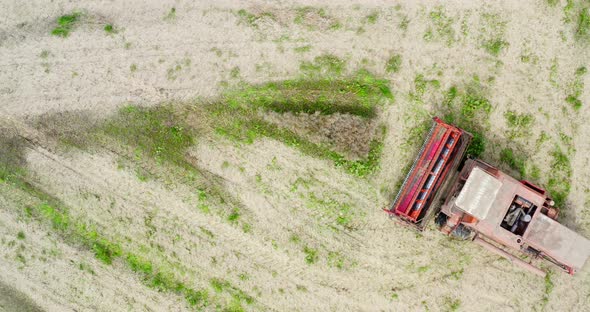 Agriculture Harvester Harvesting Field Aerial View