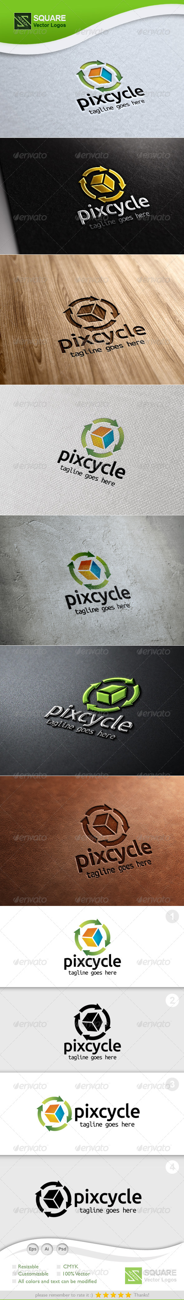 Pixel, Recycle Design Vector Logo Template