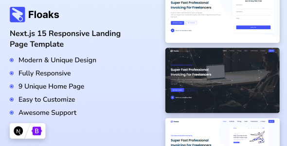 Floaks - Next.js 15 Responsive Landing Page Template