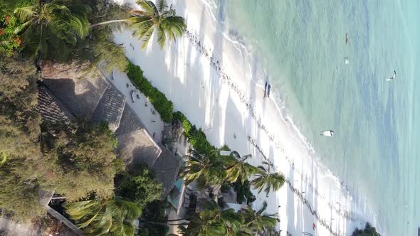 Vertical Video of the Coast of Zanzibar Island Tanzania Slow Motion