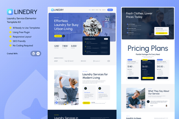 Linedry - Laundry Service Elementor Template Kit