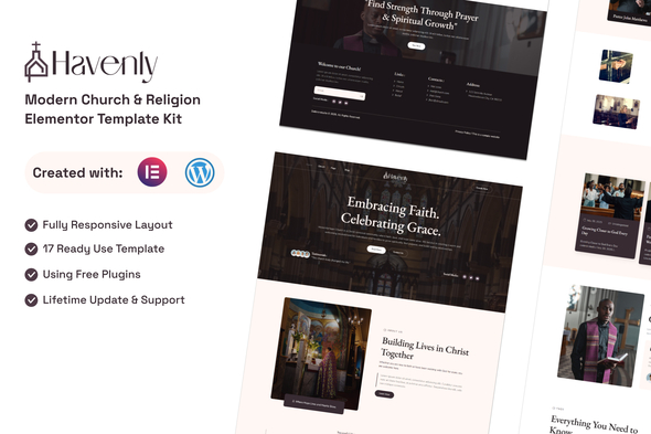 Havenly - Modern Church & Religion Elementor Template Kit