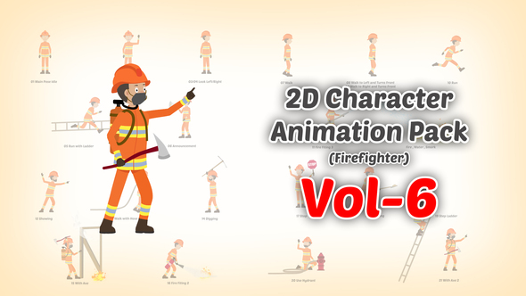 2D character Animation Pack Vol 6 (firefighter)