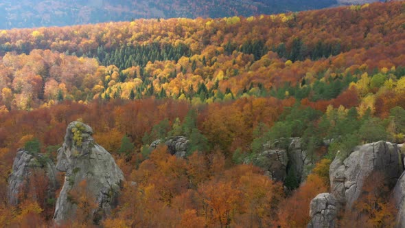 Aerial View Of Rocks Formations At The Autumn Mountains 3