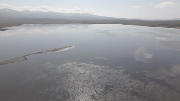 Aerial view of Madatapa lake in Javakheti National park. Georgia