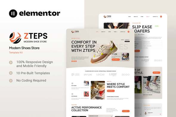 Zteps - Modern Shoes Store Elementor Template Kit