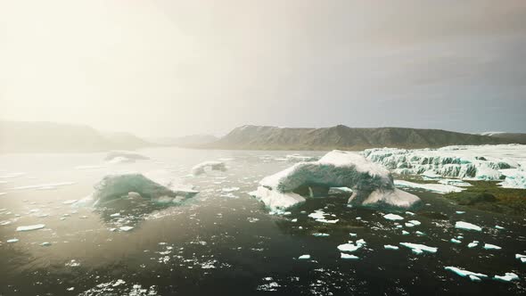 Big Glacier in Mountains in Alaska at Summer