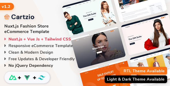 Cartzio - Nuxt Js Multipurpose eCommerce Template (Nuxt.js, Vue js & Tailwind CSS v4)