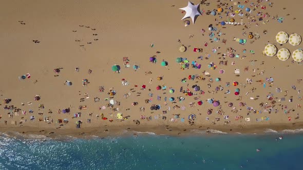 Top View Beach. Aerial View From Flying Drone