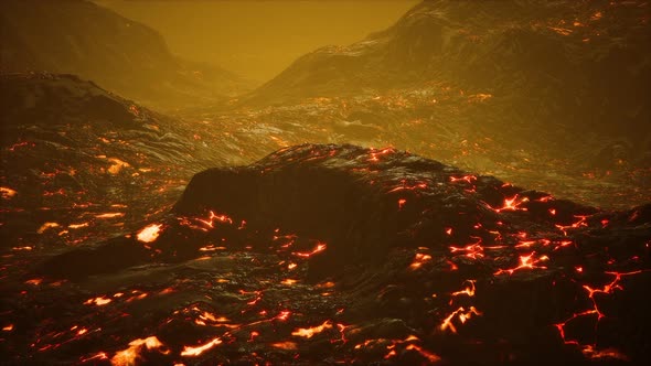 Lava Fields and Hills at Active Volcano