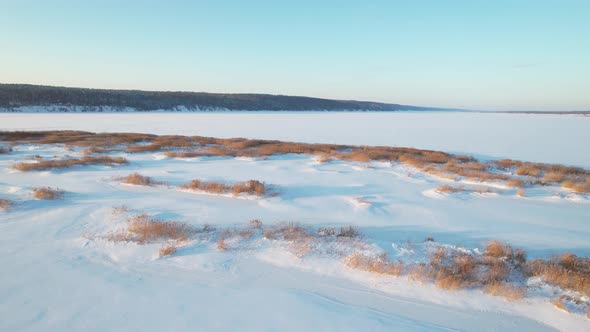 River Covered With Snow And Ice