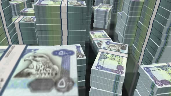 3d flight over the Arab Emirates Dirhams money banknote packs loop