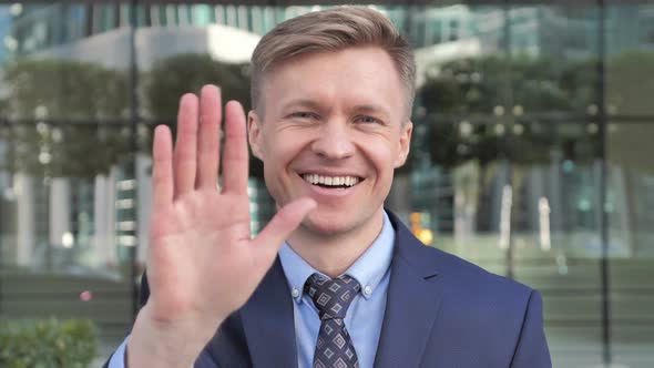 Hello Welcoming Businessman Outside Office