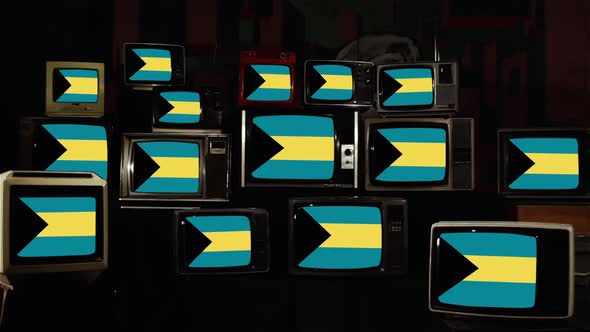 Flag of the Bahamas and Retro TVs.