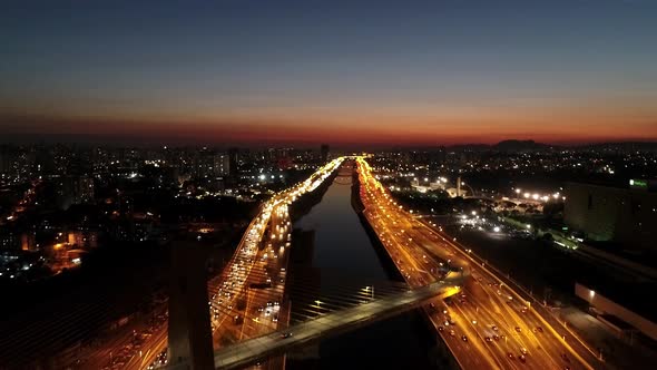 Night scape downtown Sao Paulo Brazil. Night city landscape of downtown district