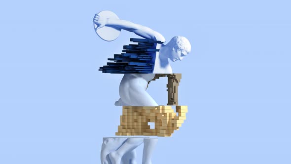 3d glitch of sculpture discobolus alt