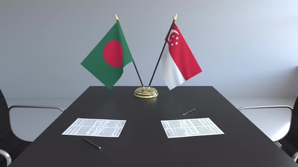 Flags of Bangladesh and Singapore and Papers alt