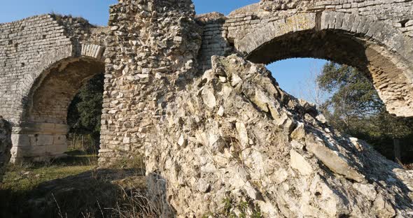 Barbegal aqueduct, Roman ruins in Fontvielle, Provence, Southern France