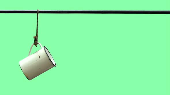 Swinging Camping Cup With Green Screen Chroma Key