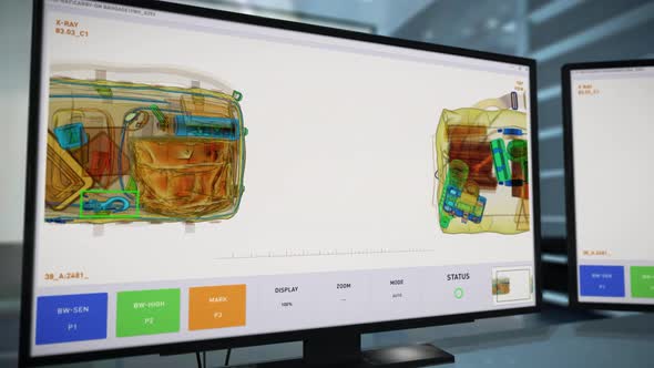 Security surveillance Scanner has identified a Pistol inside of the Luggage alt