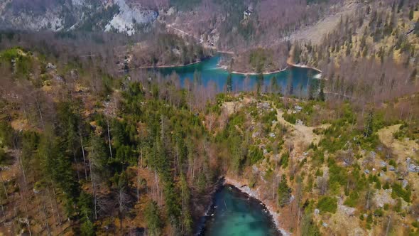 Beautiful view on an Lake in the Mountains Drone Video