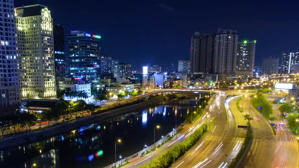 Downtown Sai Gon Night Time Lapse 4K - Ho Chi Minh city, Viet Nam