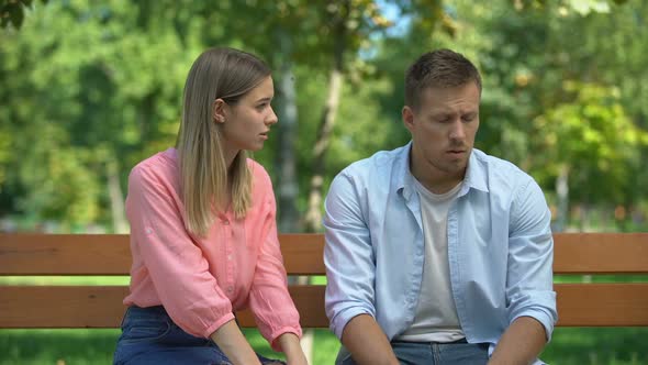 Tired Man Ignoring Girlfriend Nagging and Scolding Him, Relationships Conflict